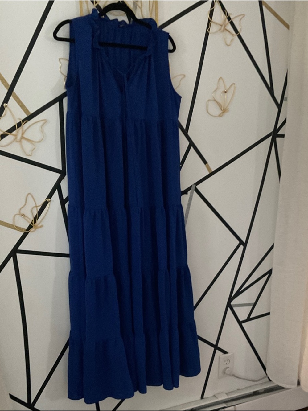 Sleeveless Tiered Maxi Dress in Cobalt Blue